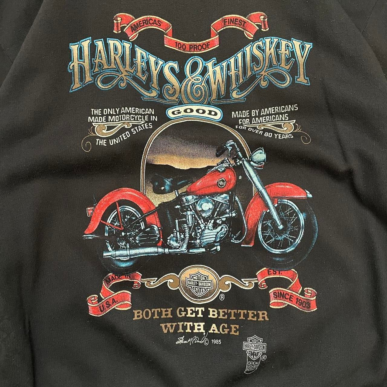 Harley Davidson & Whiskey 'Both Get Better With Age' 1985 vintage sweatshirt