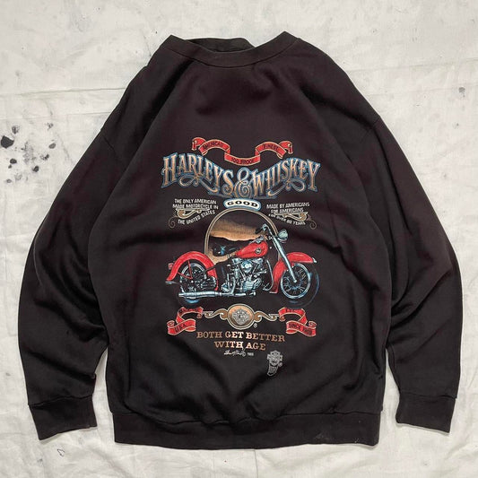 Harley Davidson & Whiskey 'Both Get Better With Age' 1985 vintage sweatshirt