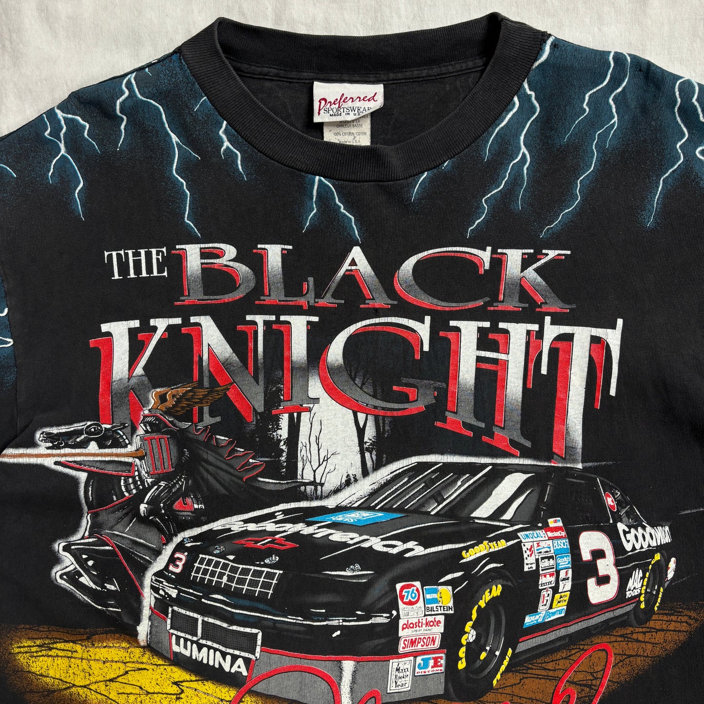 NASCAR Dale Earnhardt The Black Knight 1990s vintage single stitch teeshirt